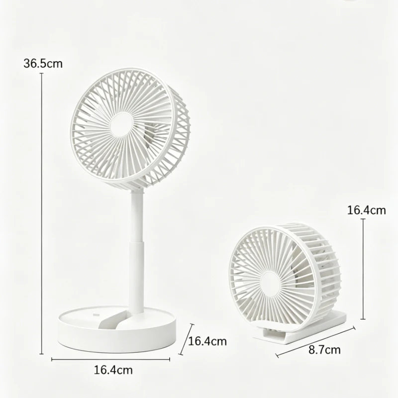 Mini Ventilateur de Bureau Pliable et Rétractable – Rechargeable USB avec Support Téléphone Intégré