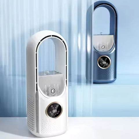 Ventilateur Refroidisseur d'Air Portable USB – Sans Pales, 6 Vitesses, Minuterie & Humidificateur Intégré