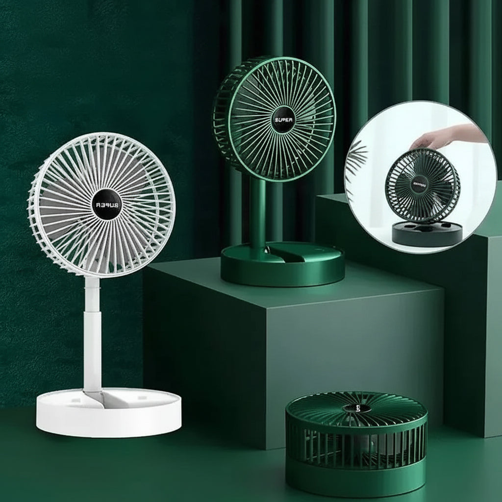 Ventilateur Portable Pliant 3 Vitesses - Mini Ventilateur de Bureau et de Sol Réglable