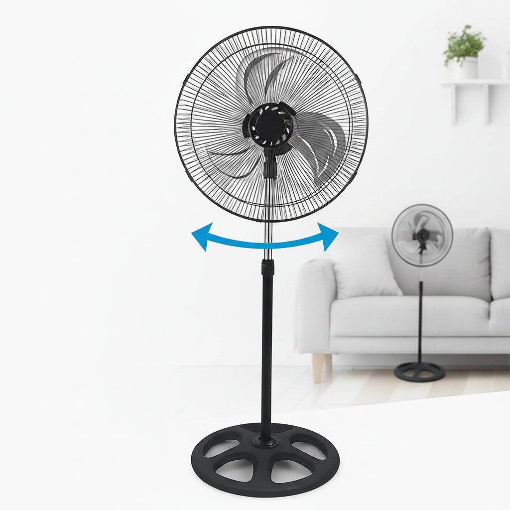 Ventilateur sur Pied Silencieux 80W - 3 Vitesses, Oscillation, 45cm, Puissant & Efficace