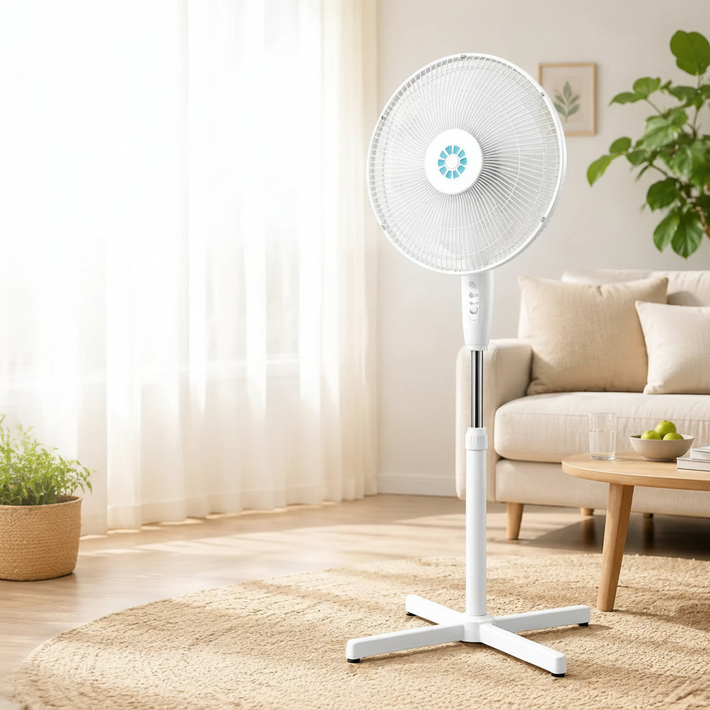 Ventilateur Sur Pied Oscillant – Hauteur Réglable, Moteur Silencieux et Économe en Énergie