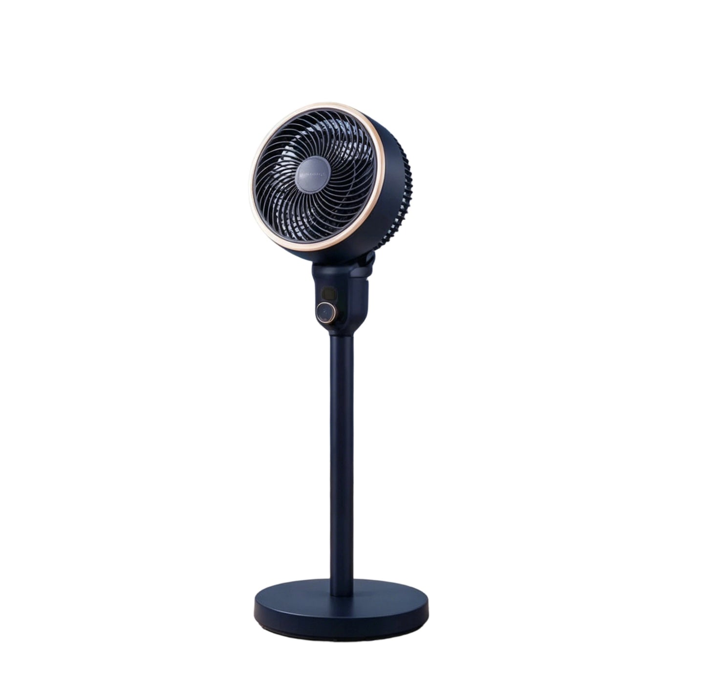 Ventilateur Sur Pied Noir avec Finition Dorée – Oscillant, Silencieux, 3 Vitesses – 108 cm