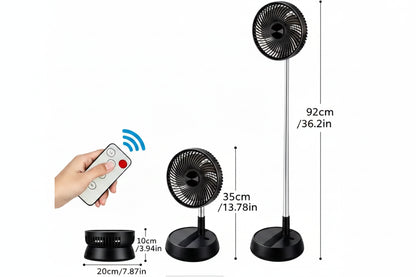 Ventilateur Portable Pliable Rechargeable 6000 mAh – Télécommande, USB et Sans Fil
