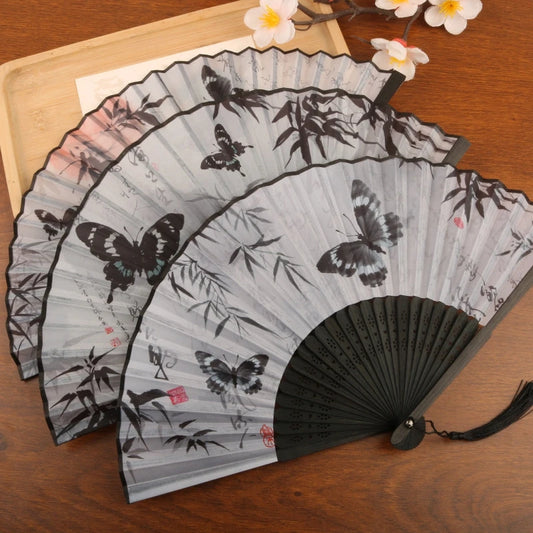 Éventail Pliant en Soie et Bambou - Style Vintage Chinois pour Femme