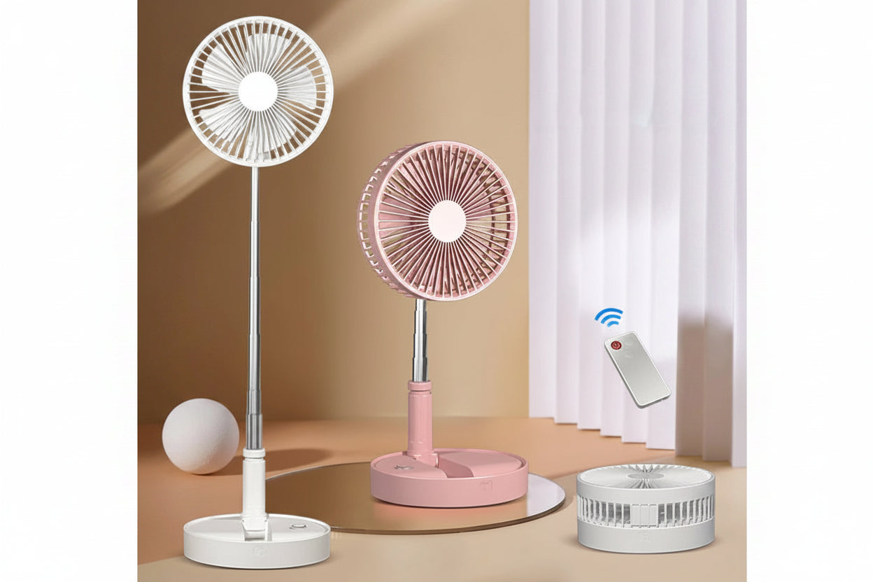 Ventilateur Portable Pliable et Télescopique 7200 mAh – Rechargeable USB, Télécommande et 4 Vitesses
