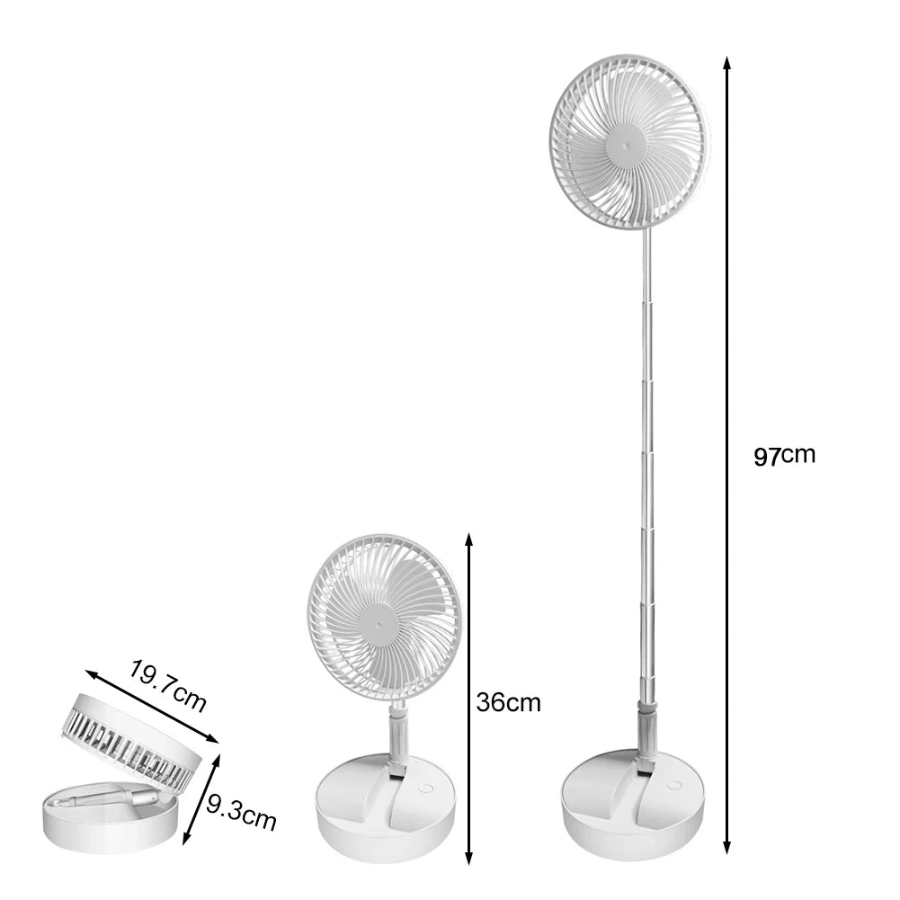 Ventilateur Portable Pliable et Télescopique 7200 mAh – Rechargeable USB, Télécommande et 4 Vitesses
