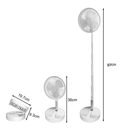 Ventilateur Portable Pliable et Télescopique 7200 mAh – Rechargeable USB, Télécommande et 4 Vitesses