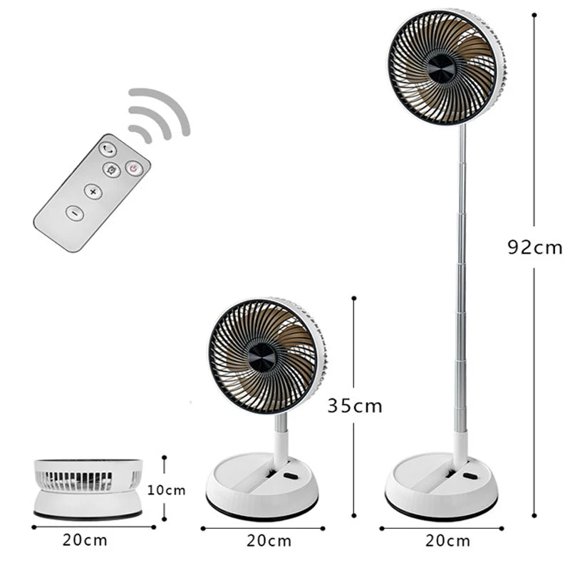 Ventilateur Portable Pliable Rechargeable 6000 mAh – Télécommande, USB et Sans Fil