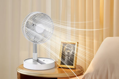 Ventilateur Portable Pliable USB 8" – Rechargeable, 4 Vitesses et Minuterie Intégrée