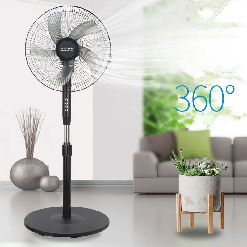Ventilateur sur Pied Silencieux 5 Pales avec Télécommande - Moteur Économe & Hauteur Réglable