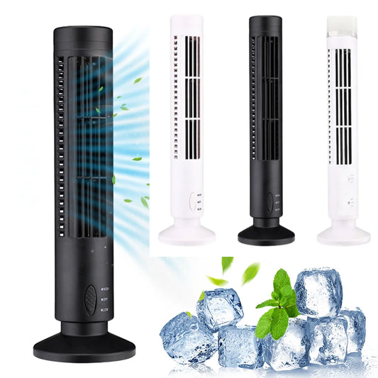 Ventilateur Tour Sans Feuilles LED 2.5W - 2 Vitesses, Portable et Silencieux pour Salon, Chambre, Bureau