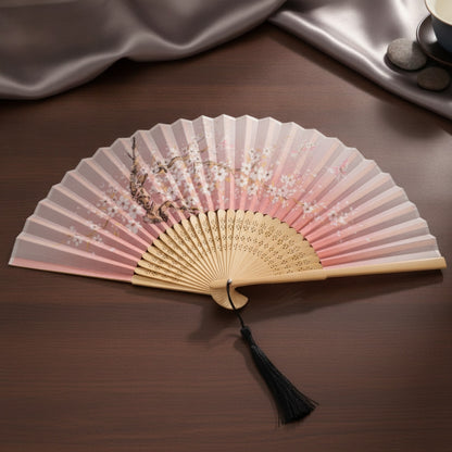 Éventail Pliant Style Rétro Japonais pour Femme - Décoration & Cadeau Artisanal