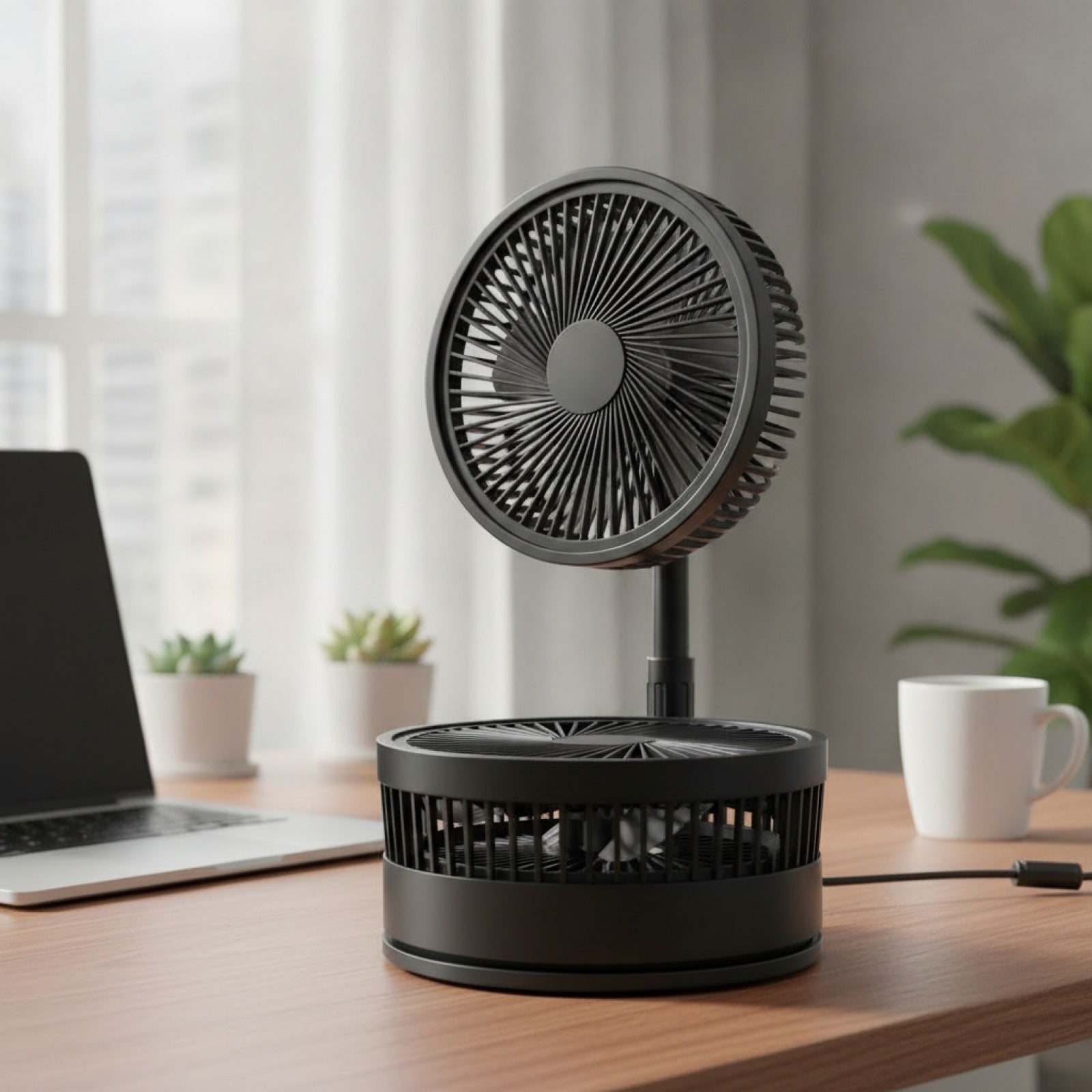 Ventilateur de Bureau Portable USB - 4 Vitesses, Pliable & Télescopique avec Télécommande
