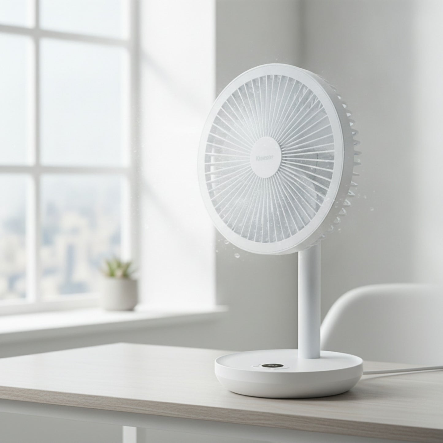 Ventilateur de Bureau KINSCOTER Oscilllant Intelligent USB Rechargeable 5 Vitesses - Silencieux & Angle Réglable