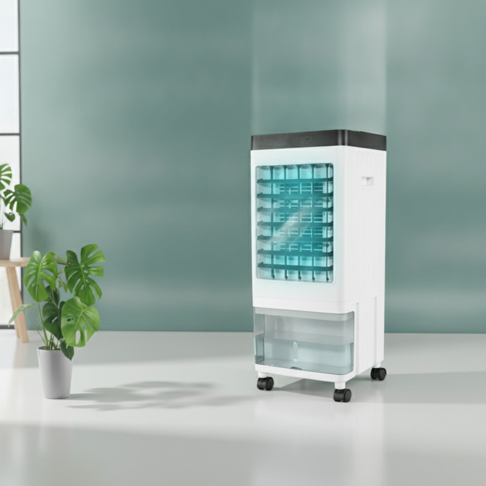Ventilateur Climatiseur Mobile à Eau avec Réservoir Supérieur - Refroidisseur d'Air Personnel Polyvalent 110-220V