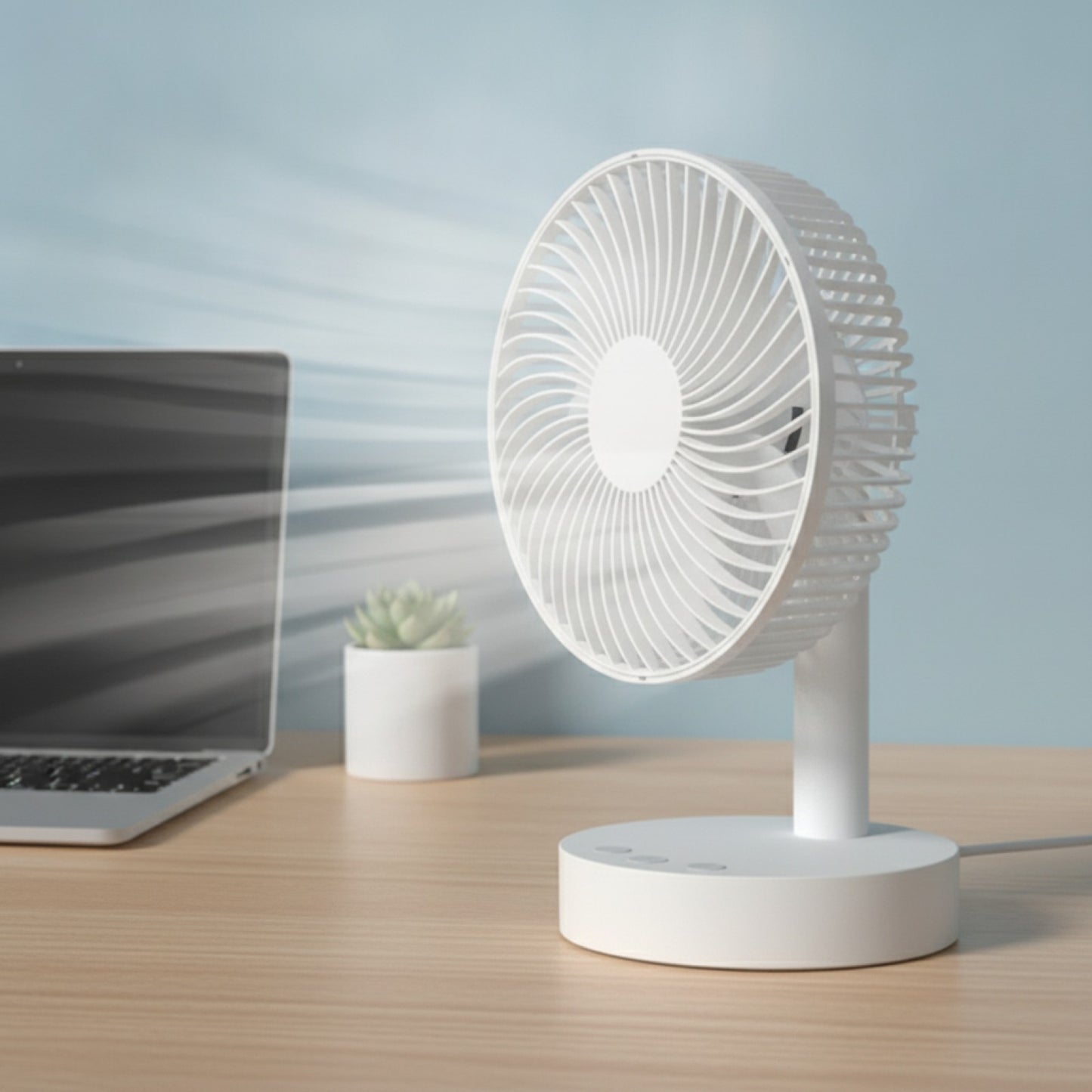 Ventilateur de Bureau USB Portable - 4 Vitesses, Silencieux & Oscilllant
