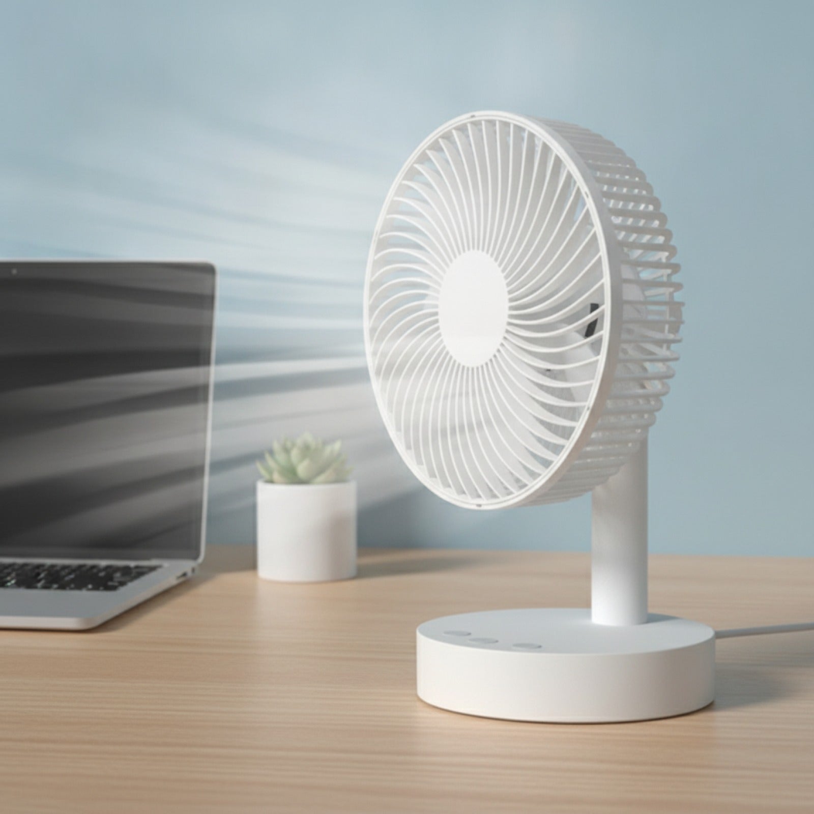 Ventilateur de Bureau USB Portable - 4 Vitesses, Silencieux & Oscilllant