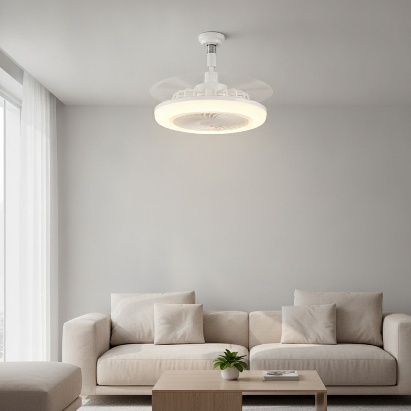 Lampe Ventilateur de Plafond 2-en-1 E27 LED Dimmable 3 Vitesses