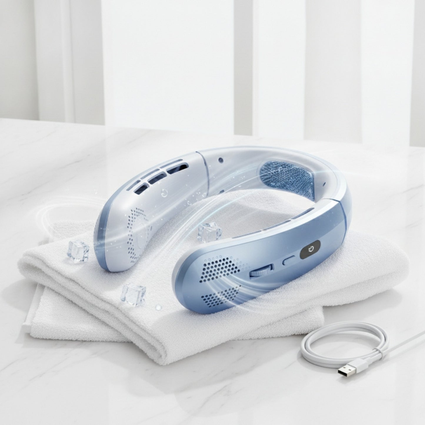 Ventilateur de Cou Portable Rechargeable 8000mAh - Mini Rafraîchisseur d'Air Silencieux avec Affichage LED