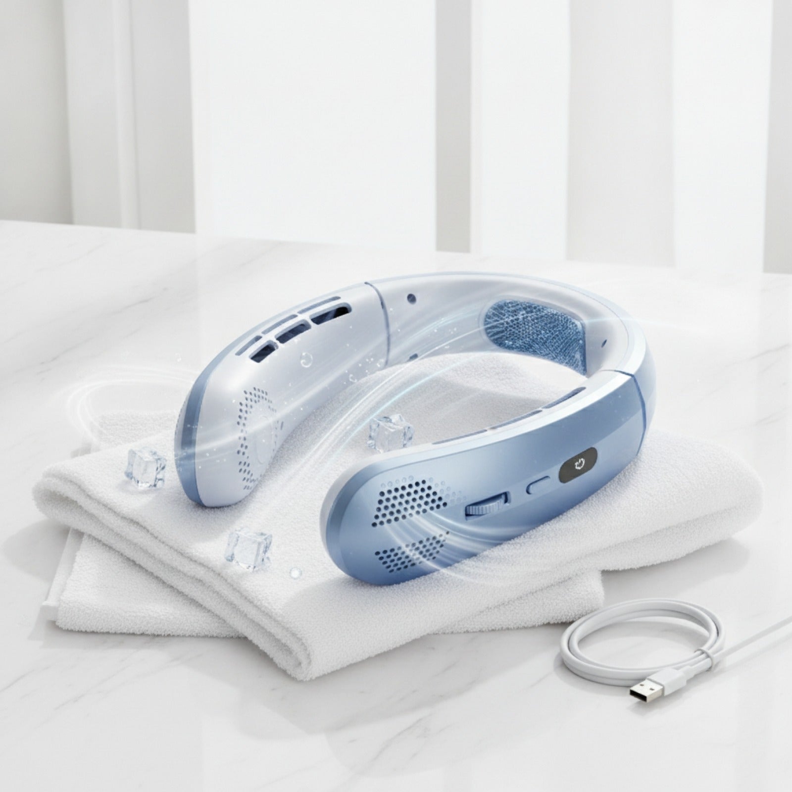 Ventilateur de Cou Portable Rechargeable 8000mAh - Mini Rafraîchisseur d'Air Silencieux avec Affichage LED