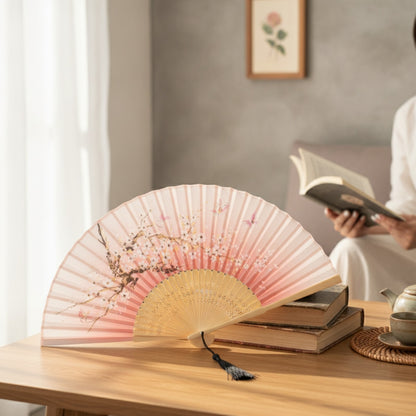 Éventail Pliant Style Rétro Japonais pour Femme - Décoration & Cadeau Artisanal