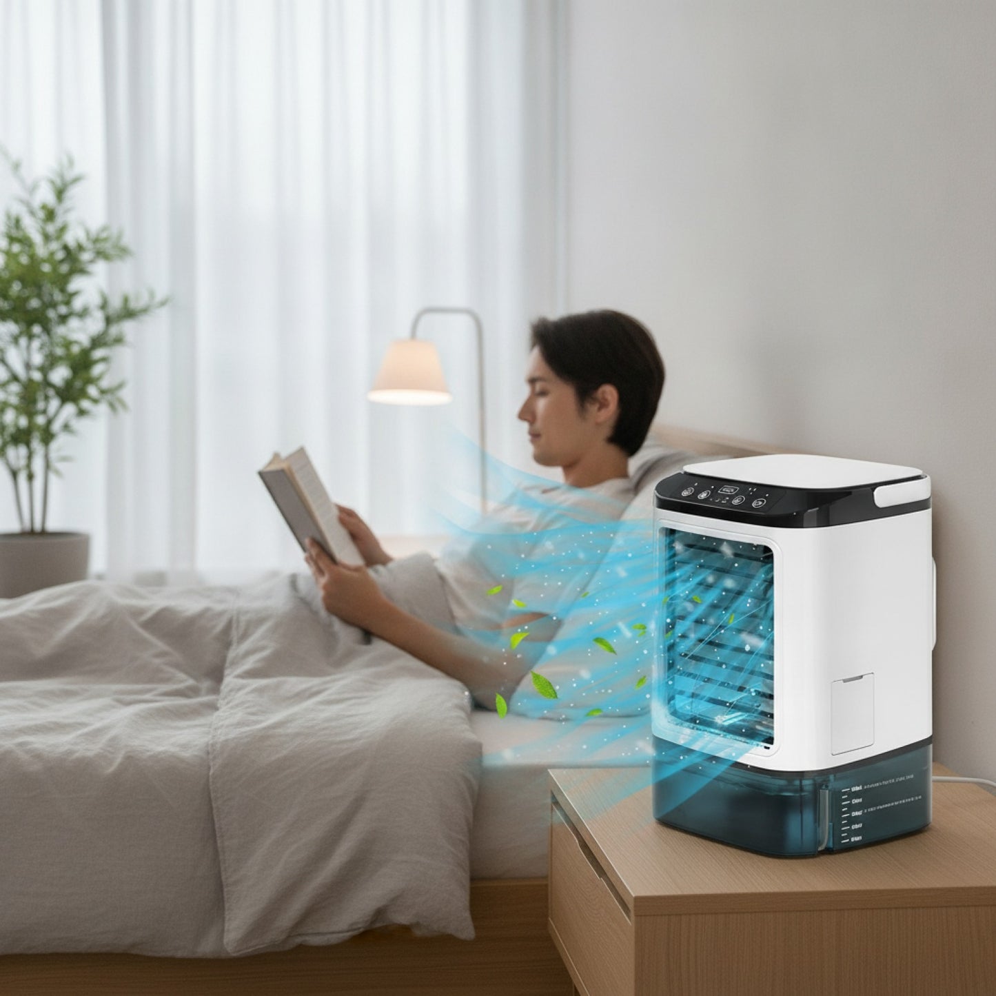 Climatiseur Portable Ultrasonique 3 Vitesses avec Veilleuse - Rafraîchisseur d'Air Silencieux