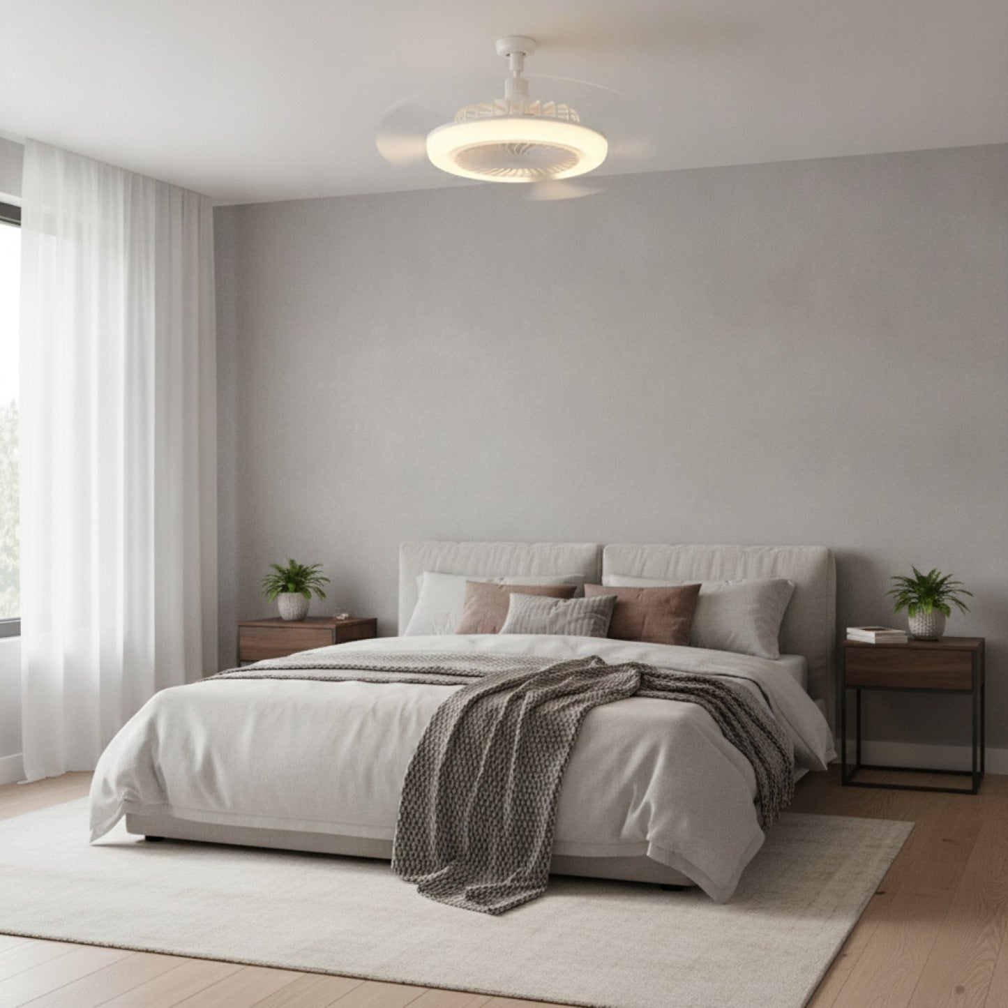 Lampe Ventilateur de Plafond 2-en-1 E27 LED Dimmable 3 Vitesses