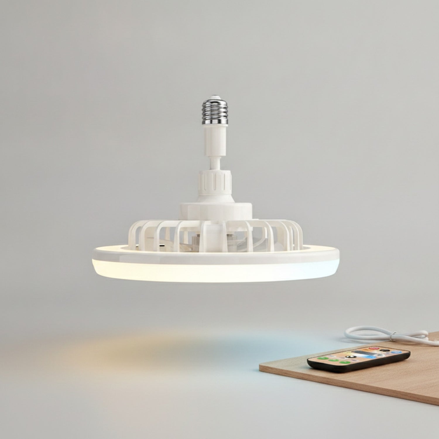 Lampe Ventilateur de Plafond 2-en-1 E27 LED Dimmable 3 Vitesses