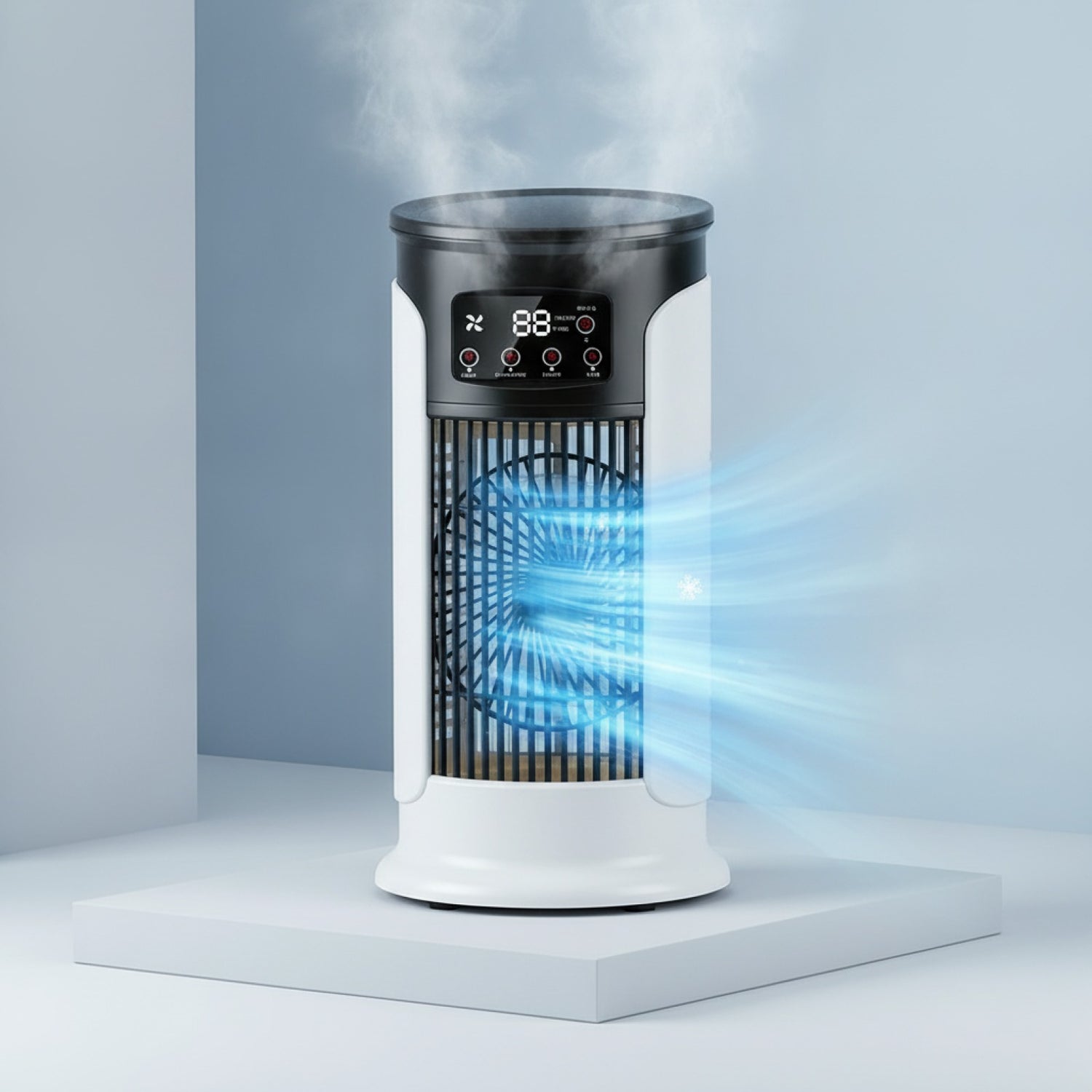 Ventilateur Portable 3-en-1 : Climatiseur, Rafraîchisseur d'Air et Humidificateur avec LED